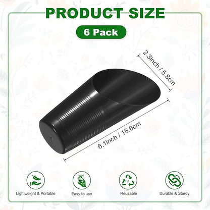 6-Pack Bonsai Soil Scoops, Plastic Garden Soil Scoops Bucket Shovel Potting Scoopers for Transplanting/Flower Planting/Plant Succulent, Colorful Small Gardening Tools [Black]