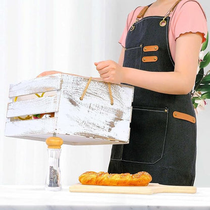 LZMS Chef Apron for Men & Women, Canvas Cross Back Work Apron with 3 Large Pockets, Water-Resistant, Adjustable Size M-XXL