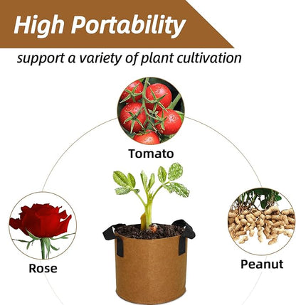 Grow Bags,Growing Pot Bags Garden Grow Bag Indoor Outdoor Fabric Aeration Plant Pot Container Flower Vegetable Pouch (Coffee,10Gallon)