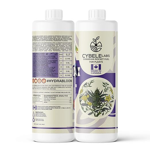 HydraBloom A B Bloom Nutrients - 2 Part Liquid Advanced Flower & Vegetable Fertilizer - for Hydroponic Aero Tower Home Systems Indoor and Outdoor Garden Fruit Plant Food - A+B 1 Litre Each Pack of 2