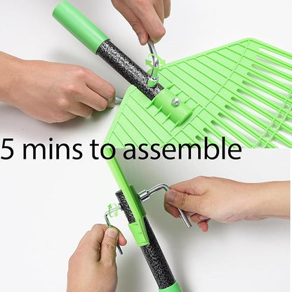 Plastic Rake for Leaves, 23 Tines 16" Wide Plastic Lawn Gravel Shrub Leaf Rake for Leaves and Grass, Thatch Garden Rakes for Yard Heavy Duty Long Handle 35-55"