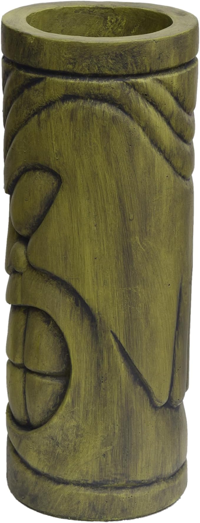 Christopher Knight Home Jorine Lightweight Concrete Planter, Cast Stone Planter, Tiki Totem Urn, Tall Plant Pot, Polynesian Garden Pot with Drainage Hole for Backyard Hall Garden, Antique Green