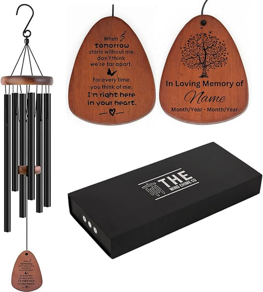 32" Personalized Memorial Wind Chimes, Sympathy Wind Chimes Gift for The Loss of A Loved one, Home Decor Outdoor Garden, Soothing Melodic Tones with Mute Option.