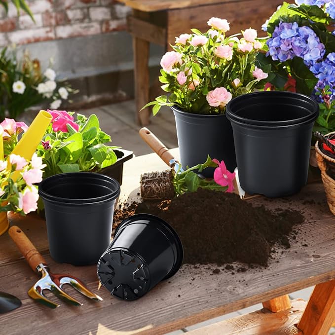 50Pcs Nursery Pots Variety Pack Plastic Pots for Plants,Mix Sizes Seedling Pots with Drainage Holes Indoor Outdoor Flower Pots for Succulent Vegetable Herb