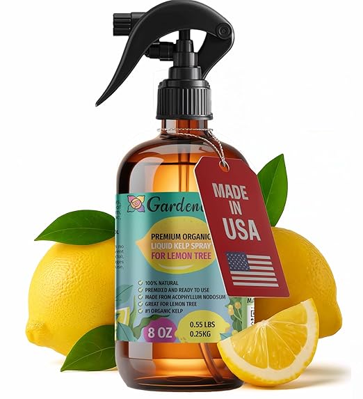 GARDENERA Professional Organic Liquid Kelp Spray for Lemon Plants - 8 oz - Ready-to-Use Fully Organic Seaweed & Kelp Fertilizer Mist