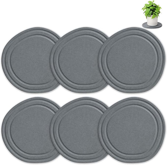 Plant Saucers for Indoors, 6 Pack 8" Quick Dry Diatomite Plant Drip Water Catcher Trays for Pots, Diatomaceous Earth Planter Drainage Saucers Plates to Catch Water for Flower and Plants, Stone Gray