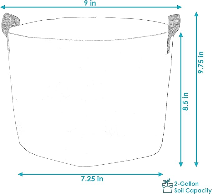 Sunnydaze 10-Pack of 2-Gallon Garden Grow Bags for Vegetables - Black 300 GSM Non-Woven Polypropylene Felt Fabric Flower Pots and Planters with Handles - Gardening Containers