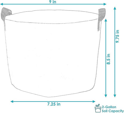 Sunnydaze 10-Pack of 2-Gallon Garden Grow Bags for Vegetables - Black 300 GSM Non-Woven Polypropylene Felt Fabric Flower Pots and Planters with Handles - Gardening Containers