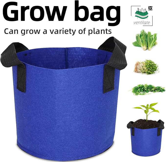 Grow Bags,Growing Pot Bags Garden Grow Bag Indoor Outdoor Fabric Aeration Plant Pot Container Flower Vegetable Pouch (Dark Blue,20Gallon)