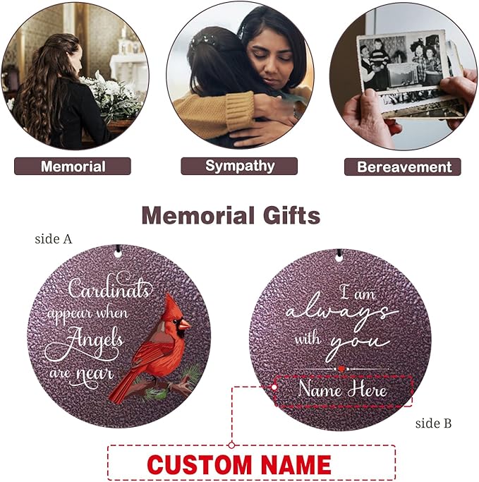 ASTARIN 36" Large Deep Tone Personalized Name Sympathy Wind Chimes, Printing in USA Cardinal Memorial Wind Chime for Loss of Mother Father Loved One, Bereavement Condolence Gifts Decor Outdoor
