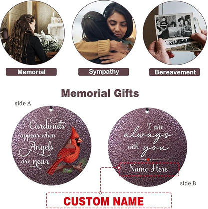 ASTARIN 36" Large Deep Tone Personalized Name Sympathy Wind Chimes, Printing in USA Cardinal Memorial Wind Chime for Loss of Mother Father Loved One, Bereavement Condolence Gifts Decor Outdoor