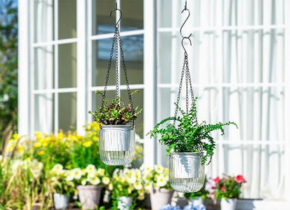 Josteve 4.5 Inch 2 Pcs Self Watering Hanging Planter Indoor Plant Pots Drainage Holes, Outdoor Small Hanging Planters Flower Pot Basket, Visible Water Level, Plant Hanger Home Decor, Gardening