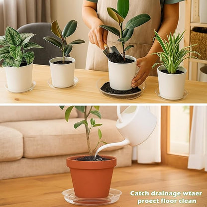 9 Packs 12 Inches Large Clear Plant Saucers for Indoor Outdoor Use Heavy Duty Plastic Plant Trays for Planter Flower Pot Drip Trays to Catch Water, 4 to 20 Inch, Round Transparent