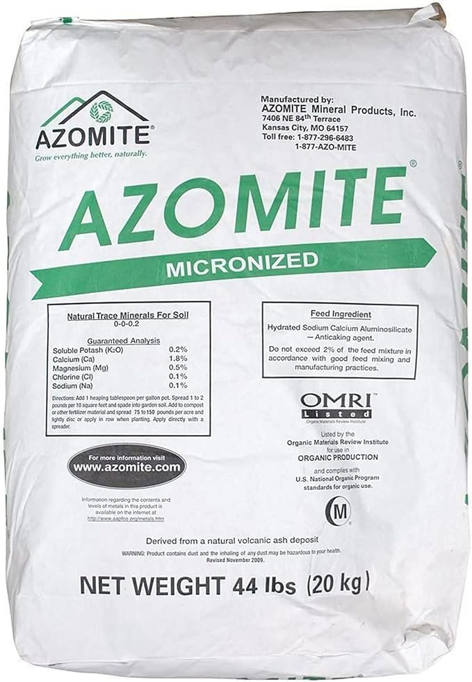 AZOMITE Micronized Bag - 100% Naturally Derived - OMRI Listed – Great for Hemp, Fertilizer, Soil Mixes and Home Gardens - 44 Pounds