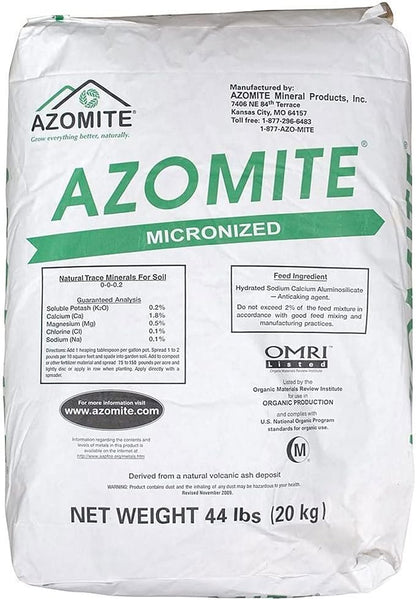 AZOMITE Micronized Bag - 100% Naturally Derived - OMRI Listed – Great for Hemp, Fertilizer, Soil Mixes and Home Gardens - 44 Pounds