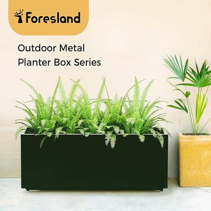 40Wx12Dx16H Metal Planter, Raised Garden Bed, Rectangular Planter Box for Outdoor Plants, Vegetables & Vines, Features Drainage Holes & Adjustable Feet, Easy Assembly, Black