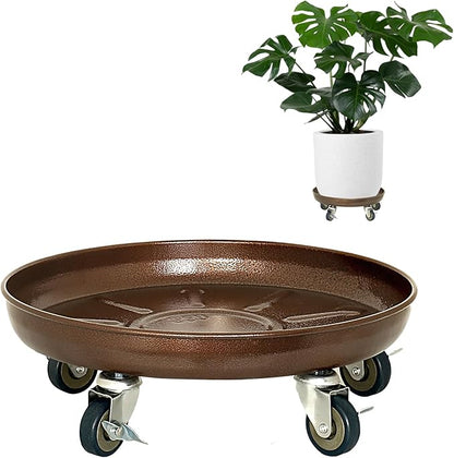 Plant Saucer 12" Rolling Plant Caddy Rolling Plant Stand with Wheels – Heavy Duty Metal, Locking, Sturdy, Rust-Resistant Finish, and Easy to Move, 310 lb Capacity