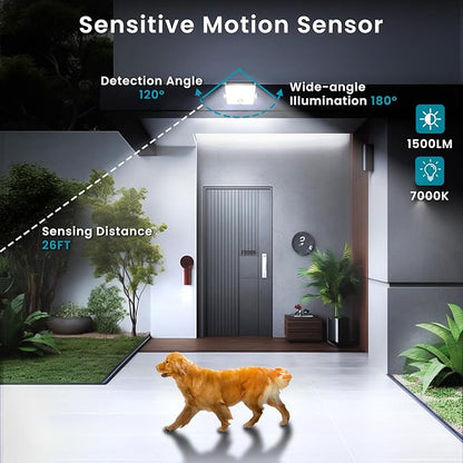 Light Sensor Auto Head-up Solar Motion Sensor Outdoor Lights 2200mAh, 7500K LED Solar Security Wall Flood Lights Outdoor IP65 Waterproof 3 Modes for Outside Yard Patio, 4 Pack