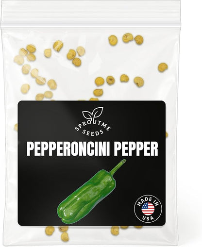 Pepperoncini Pepper Seeds for Planting – 50 Non-GMO Heirloom Mild Pickling Pepper Seeds (Capsicum annuum)