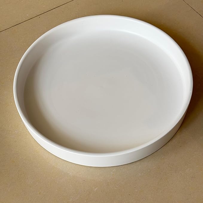 Plant Saucer White Ceramic Deep Pot Tray - 1 Pack 15 inch, Planter Saucers Water Drip Trays for Indoors Outdoor, Thick Durable Sturdy Flower Pot Saucers for Glazing Pots Base, (15"/13.5"-Size)