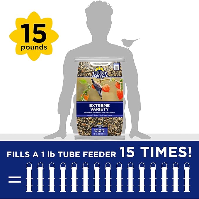 Audubon Park Extreme Variety Wild Bird Seed for Outside Feeders, 15-lb. Bag