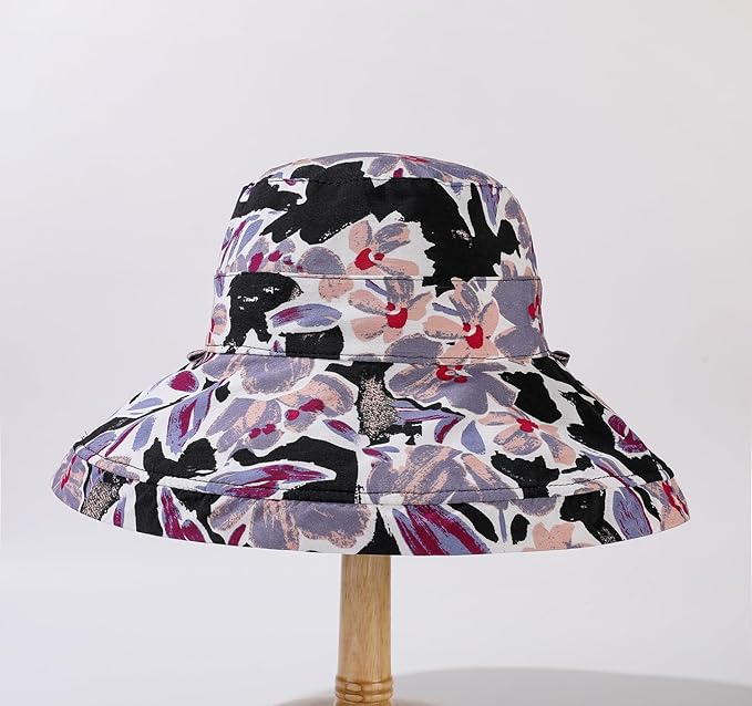 Wide Brim Women Sun Hat Summer Beach Bucket Fishing Hats Metal Wired Edge Packable UV Protection for Hiking Garden Travel