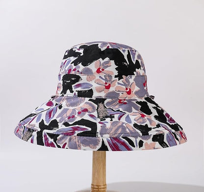 Wide Brim Women Sun Hat Summer Beach Bucket Fishing Hats Metal Wired Edge Packable UV Protection for Hiking Garden Travel