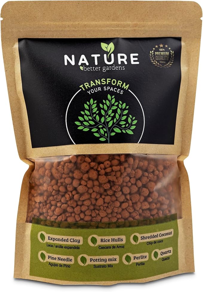 Nature, Leca Clay Pebbles for Plants - Sustainable Expanded Clay Balls for Healthy Roots, Handmade in Colombia, Ideal for Hydroponics, Indoor Gardens, and Moisture Retention, 32 Oz (Orange)