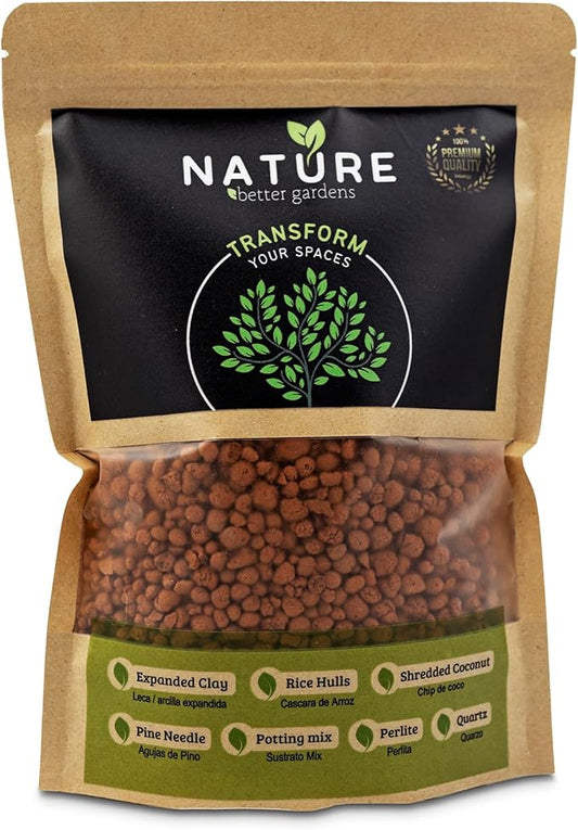 Nature, Leca Clay Pebbles for Plants - Sustainable Expanded Clay Balls for Healthy Roots, Handmade in Colombia, Ideal for Hydroponics, Indoor Gardens, and Moisture Retention, 32 Oz (Orange)