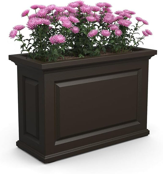 Mayne Nantucket Trough Planter – Self-Watering, Weather-Resistant Planter for Flowers – Durable Outdoor Design for Patio, Porch, or Entryway