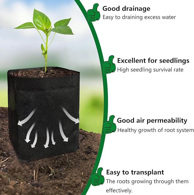 Belit 0.8 Gallon Plant Nursery Bags, 50 Pcs Non-Woven Grow Bags for Vegetable, Flower, Starting saplings
