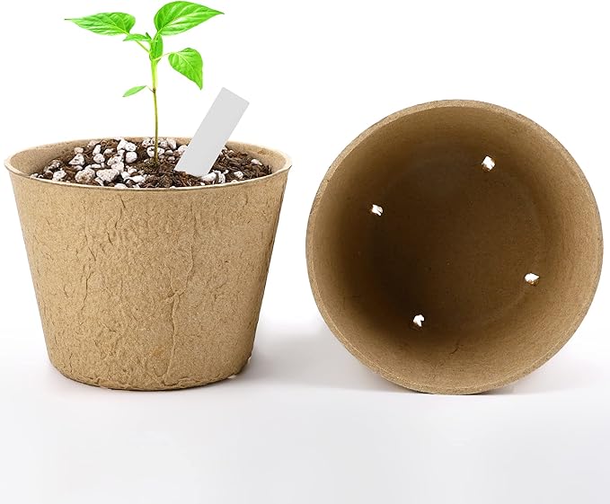 80 Pieces Peat Pots Seed Starters 4 Inch Peat Pots Round Biodegradable Seed Starting Pot with 80 Plant Labels, Planter Nursery Pot with Drainage Holes for Vegetable Seeds