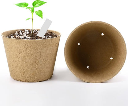 80 Pieces Peat Pots Seed Starters 4 Inch Peat Pots Round Biodegradable Seed Starting Pot with 80 Plant Labels, Planter Nursery Pot with Drainage Holes for Vegetable Seeds