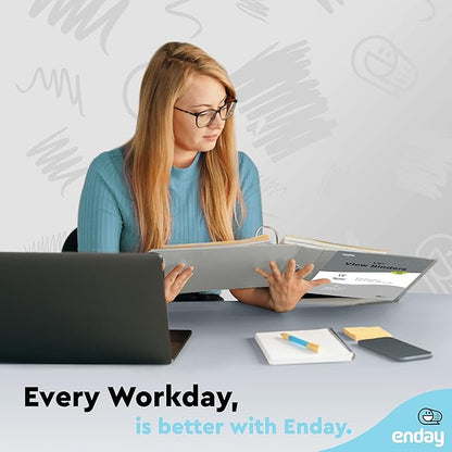 3 Ring Binder 1.5 Inch Grey, 1 ½ inch Binder Clear View Cover with 2 Inside Pockets, Colored School Supplies Office and Home – by Enday