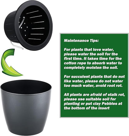 Planterhoma 6.7 Inch Self Watering Pots for Indoor Plants, 6 Packs African Violet Pots, Black Wick Pot with Drainage Holes, Self Watering Planters for Orchid, Devil's Ivy, Silver/Blue Gold