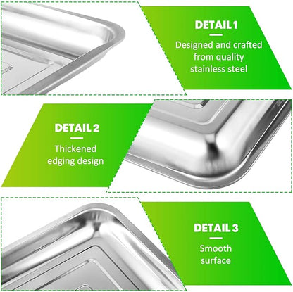 10 Pcs Stainless Steel Seed Starter Tray, Stainless Metal Garden Trays, Nursery Seedling Pots for Collection Transplantation & Propagation Flats, No Drain Holes(15.8 x 11.8 x 1.4 Inch)