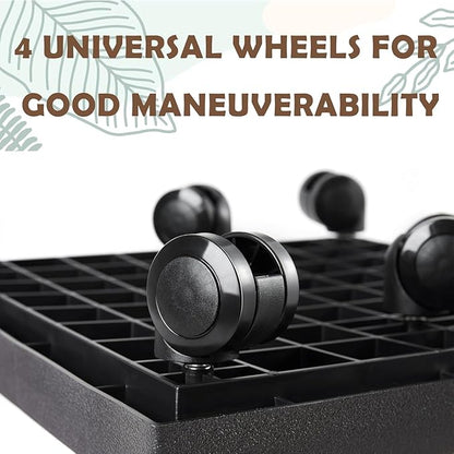 14.2 INCH Plant Caddy for Outside,Outdoor Square Planter Caddies for Patio Backyard Use, Rolling Saucer with Wheels, Heavy Duty Wheeled Planter Stand for Potted Plant, Brown