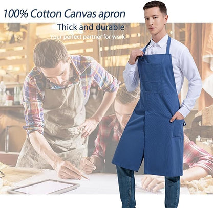 Pottery Apron with Split Leg, Long Unisex Artist Aprons with 3 Pockets for Ceramics & Clay