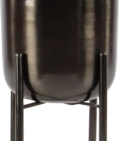 CosmoLiving by Cosmopolitan Metal Indoor Outdoor Planter Dome Large Planter Pot with Removable Stand, Set of 2 Planters 19", 22"H, Black