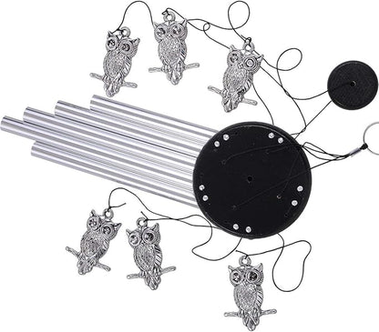 Owl Wind Chimes Outdoor/Indoor Decor - Memorial Wind Bells, Romantic Wind Catcher, Blessing Windchimes Gifts for Mom, Home, Balcony, Yard, Tree, Indoor, Festival Garden Decoration(5 Tubes, 6 Owls)