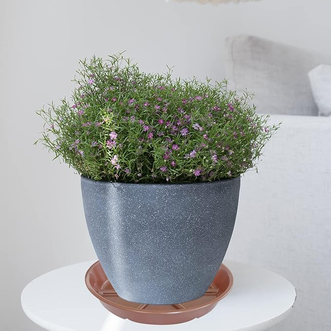 Plant Saucer Pot Tray 12 inch, 2 Packs Flower Planter Saucers and Drip Trays for Pots Planter, Heavy Duty Plant Dish Pant Plate to Catch Water for Indoor & Outdoor, Chocolate