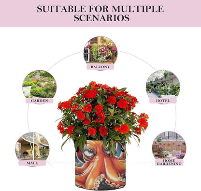 Fabric Plant Grow Bags Cute Octopus, 3Gallon Cloth Planting Pouch Flower Pot Thickened for Garden Vegetable Flower Planting