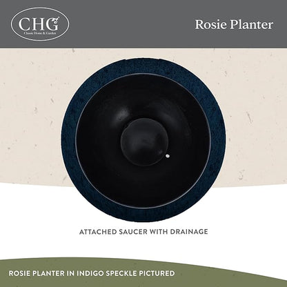 Classic Home and Garden Rosie Modern Planter w/Drainage - Contemporary Planter Bowls - Shallow Round Vases for Small Plants - Versatile Indoor & Outdoor Pots (10” Northern Lights)