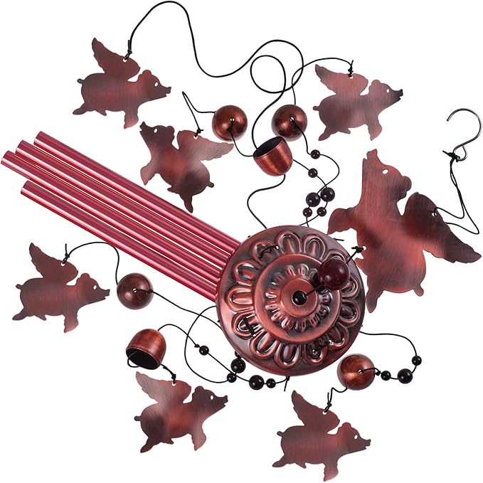 Fly Pigs Wind Chimes Outdoor Decor - with 4 Tubes 7 Pigs Wind Chime, Mobile Romantic Flying Pigs Wind Catcher, Garden Pigs Windchimes for Home, Mom Gifts, Balcony, Tree, Festival, Garden Decoration