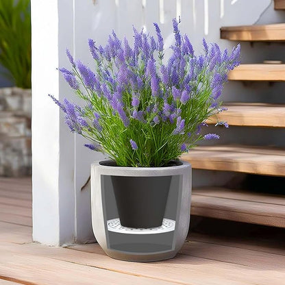 3PCS Round Planter Inserts for Large Tall Pots, 10" Stainless Steel Flower Pot Lift Insert Portable Planter Accessories Circular Plant Risers for Inside Pots with Drainage Hole, Use Less Potting Soil