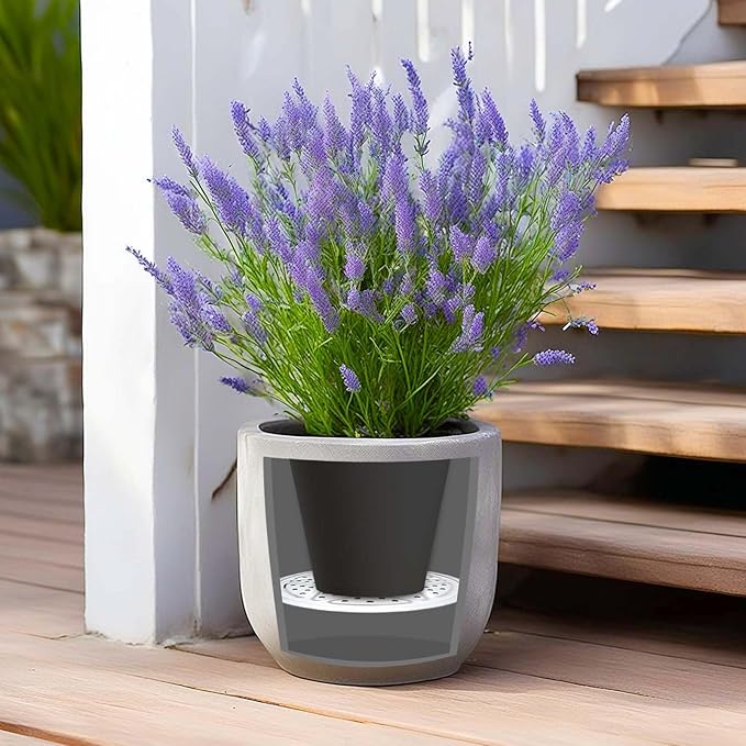 3PCS Round Planter Inserts for Large Tall Pots, 18" Stainless Steel Flower Pot Lift Insert Portable Planter Accessories Circular Plant Risers for Inside Pots with Drainage Hole, Use Less Potting Soil