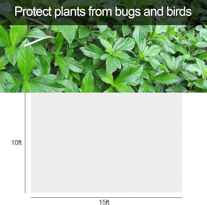 Alpurple Insect Bird Barrier Netting Mesh-10 x 15 Feet Garden Bug Netting Plant Cover for Protect Plant Fruits Flower from Insect Bird Eating