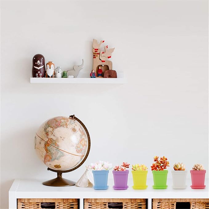 foxany 30 Pcs 3" Plants Nursery Pot, Thick Plastic Square Colorful Flower Planting Pots, Plant Seedling Pots, Seed Starting Pots with Saucers - Multi 30 Pcs