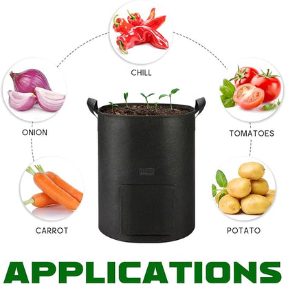 6-Pack 10 Gallon Potato Grow Bags Heavy Duty Thickened Nonwoven Fabric Pots with Handles,Black
