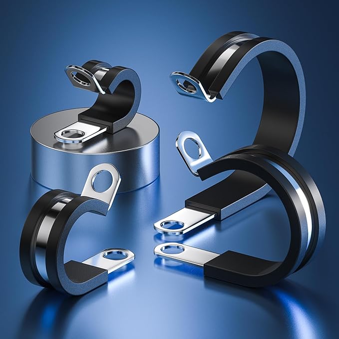 50 PCS 1/4 Inch Cable Clamps, 304 Stainless Steel Cable Clamps, Insulated Clamp, Hose Clamp, Pipe Clamp, Sturdy Clamp, and Wire Clamp by RTHIEAI